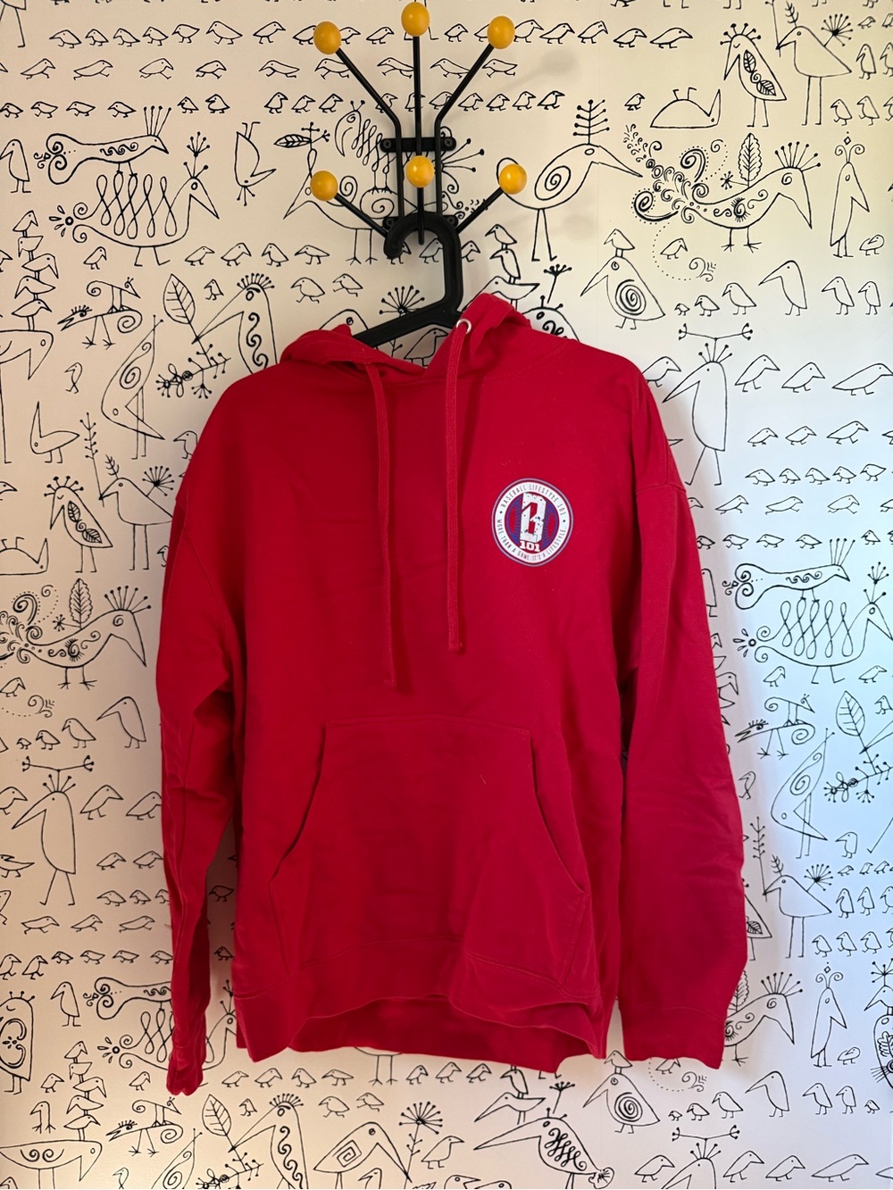 Red Pullover Hoodie with Logo - Men’s Casual Hoodie